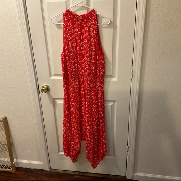 Sam Edelman Dresses & Skirts - Sam Edelman Red Maxi Dress with Ruffled Neckline